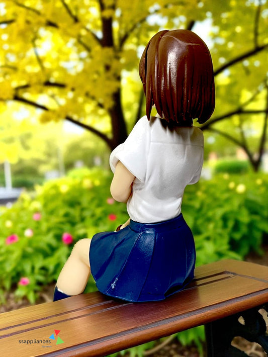 Anime Girl Figurine |Sitting Pose PVC Action Figure Toy | Cute Uniform Character  (