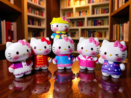 Cute Cartoon Cat Squishy Toy Set of 6 | Soft Stress Relief Squeeze Toys | 7 cm Mini Squishies | A+ Quality | Anti-Stress Desk & Kids Toy Gift