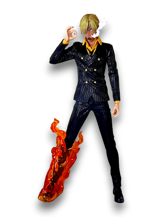 Anime Character Sanji Action Figure with Flame Effect | Premium PVC Collectible Statue | Stylish Standing Figure for Desk, Shelf & Gift