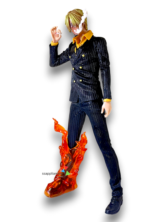 Anime Character Sanji Action Figure with Flame Effect | Premium PVC Collectible Statue | Stylish Standing Figure for Desk, Shelf & Gift