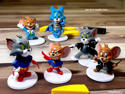Tom & Jerry Action Figure Set of 6 | Superhero & Magician Theme |