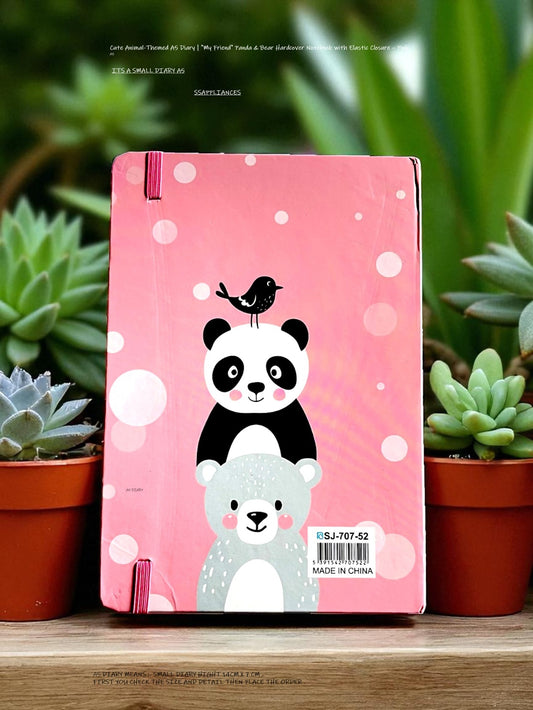 "My Friend" Cute Animal Diary A5 |Panda, Bear & Bird Design | Elastic Closure A5 Diary RULLED 100 Pages